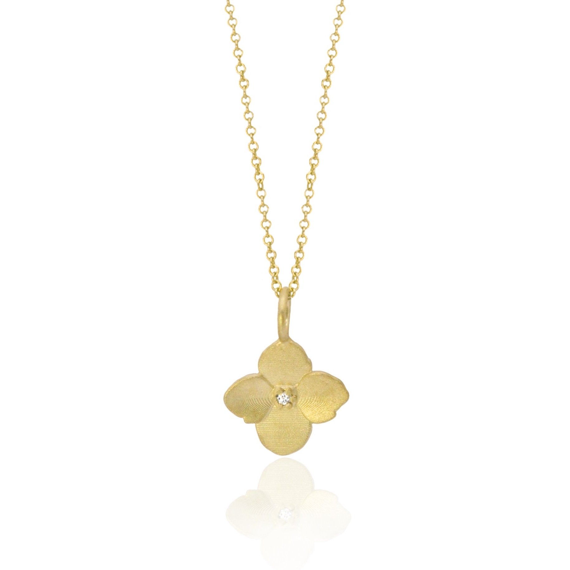 Gold Hydrangea Flower & Gemstone Charm Necklace — Rebecca Myers Design